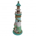 SIGNES GRIMALT Figurine Phare décoratif en Bois, Cordage et Ancre, Thème Bord de mer, Vert et Bleu, h 41 cm