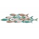 SIGNES GRIMALT Déco Murale : Banc de poissons en bois et tons pastels, Longueur 81 cm