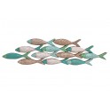 SIGNES GRIMALT Déco Murale : Banc de poissons en bois et tons pastels, Longueur 81 cm