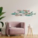 SIGNES GRIMALT Déco Murale : Banc de poissons en bois et tons pastels, Longueur 81 cm