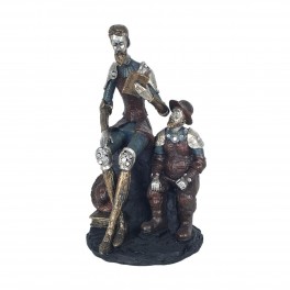 Figurine décorative Don Quichotte et Sancho Panza, Sculpture Résine, H 30 cm