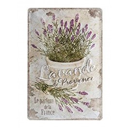 happyDko Plaque Métal 3D : Lavande de Provence, 30 x 20 cm