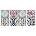 Set 8 sous-bocks Rétro, Motifs Carreaux de Ciment 3, Hauteur 11 cm