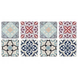 Set 8 sous-bocks Rétro, Motifs Carreaux de Ciment 3, Hauteur 11 cm