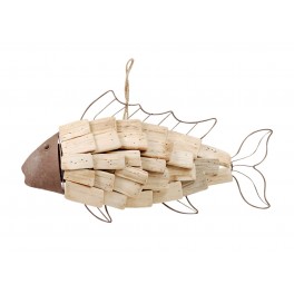G&S Déco Métal & Bois flotté : Poisson, L 40 cm