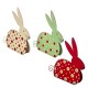 Set 3 Lapins en métal, Rouge Vert et Blanc, Collection LUDIK, L 14 cm