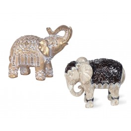 G&S Set 2 Minis Eléphants Design, Collection Terres D'ailleurs, H 11 cm