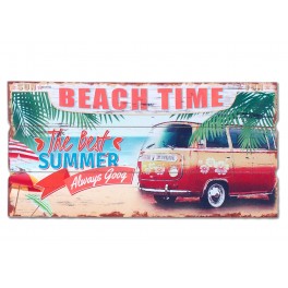 G&S Déco murale vintage Bois MDF : Combi rouge et Thème Plage, Modèle Beach Time, Longueur 60 cm