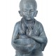 G&S Figurine Zen Intérieur Résine : Moine & Coupelle, H 34 cm
