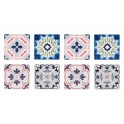 Set 8 sous-bocks Rétro, Motifs Carreaux de Ciment 2, H 11 cm