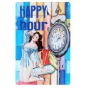 G&S Plaque métal Vintage : Pin up et Happy Hours, H 30 cm