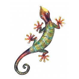 happyDko Gecko Mural en métal : Collection Jungle, H 27 cm