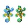 G&S Set 2 Geckos Bleu & Vert, Coll Spirale, H 23 cm