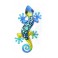 G&S Gecko Mural, Bleu Outremer & Azur, Collection Spirale, Hauteur 38 cm