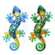 G&S Gecko Mural, Bleu Outremer & Azur, Collection Spirale, Hauteur 38 cm
