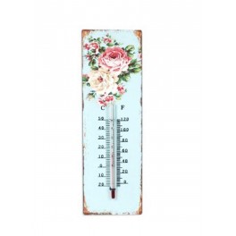 Thermomètre florale : Le temps des Roses, Mod 1, Hauteur 25 cm