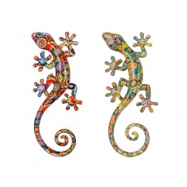SIGNES GRIMALT Set 2 Geckos en Résine, Déco murale ou à poser, Modèle Tropik, H 16 cm