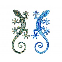 SIGNES GRIMALT Set 2 Geckos en Résine, Déco murale ou à poser, Modèle Tropik, H 16 cm