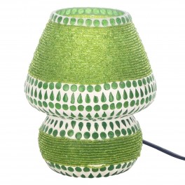 SIGNES GRIMALT Lampe ethnique mosaique en verre, ambiance, appoint ou veilleuse, couleur vert, hauteur 18 cm