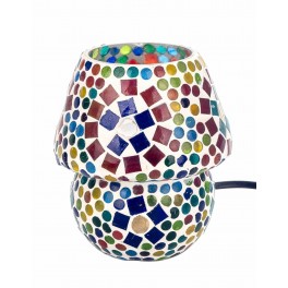 SIGNES GRIMALT Mini lampe ethnique d'inspiration orientale, Verre et Céramique colorée, Hauteur 13 cm