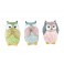 G&S Set 3 Chouettes de la Sagesse, Mod Harmony Pastel, Hauteur 9 cm