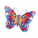 G&S Grand Papillon Rouge Effet Vitrail, Métal et Verre, L 37,5 cm