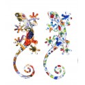 SG Set 2 Geckos Muraux Multicolores, Série Kolor, Hauteur 17 cm