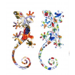 SG Set 2 Geckos Muraux Multicolores, Série Kolor, Hauteur 17 cm
