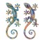 SIGNES GRIMALT Set 2 Geckos Muraux Multicolores, Série Kolor, Hauteur 20,5 cm