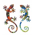 SIGNES GRIMALT Set 2 Geckos Muraux Multicolores, Série Kolor, Hauteur 20,5 cm