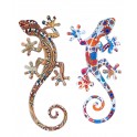 SIGNES GRIMALT Set 2 Geckos Muraux Multicolores, Série Kolor, Hauteur 20,5 cm