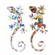 SIGNES GRIMALT Set 2 Geckos Muraux Multicolores, Série Kolor, Hauteur 20,5 cm