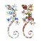 SIGNES GRIMALT Set 2 Geckos Muraux Multicolores, Série Kolor, Hauteur 20,5 cm