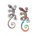 SIGNES GRIMALT Set 2 Geckos Muraux Multicolores, Série Kolor 5, Hauteur 20,5 cm