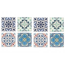 Set 8 sous-bocks Rétro, Motifs Carreaux de Ciment 1, H 11 cm