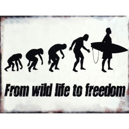 G&S Plaque métal Vintage : from Wild Life to Freedom, L 33 cm