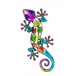happyDko Le Gecko Métal Mural : Modèle Polychrome, H 45 cm