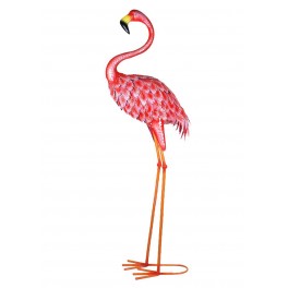 G&S Décoration Jardin Métal : Le Flamant Rose XL, H 125 cm