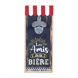 ITINT Décapsuleur Mural Vintage MDF : Les Amis de la bière, H 30 cm