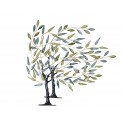 happyDko Décoration Murale : Deux arbres sous le vent, Bleu & Vert, L 90 cm