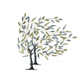 happyDko Décoration Murale : Deux arbres sous le vent, Bleu & Vert, L 90 cm