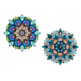 Set 2 Dessous de Plat, Mandalas Multicolores 2, L 18 cm