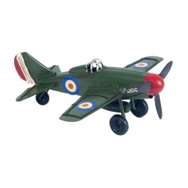 G&S Miniature Avion Spitfire Miniature en Métal, Modèle Vert Kaki, Longueur 16 cm