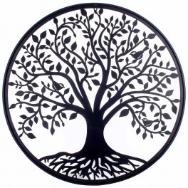 SGRIMALT Déco murale Métal : Arbre de vie Noir et Ambré, Modèle Renaissance, Hauteur 82 cm