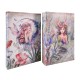 SIGNES GRIMALT Set 2 Boites livres en bois MDF et polyester, Motif Jardin fleuri et fées 2 modèles, hauteur 17 cm