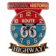 G&S Horloge Rétro Métal : Modèle Route 66, Design Rouge & Bleu, H 56 cm