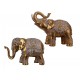 Set 2 éléphants Résine : Modèle Brunei, Doré, L 20 cm (Grand)