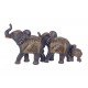 G&S Figurine Famille de 3 éléphants, Modèle Jungle Chic Marron et Doré, L 31 cm