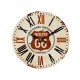 SGRIMALT Horloge Bois MDF Vintage : Route 66, Rouge et Ecru, Chiffres Romains, Diam 34 cm