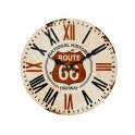 SGRIMALT Horloge Bois MDF Vintage : Route 66, Rouge et Ecru, Chiffres Romains, Diam 34 cm